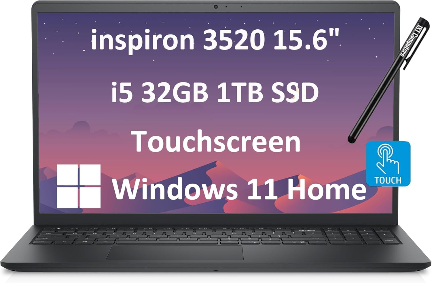 Dell Inspiron 15 3520 (2024) Business Laptop (15.6" FHD Touchscreen IPS, Intel Core i5-1155G7, 32GB RAM, 1TB SSD) Numeric Keypad, Narrow-Bezel, Webcam, Inspiron 3000, Win 11 Home S Mode, Carbon Black