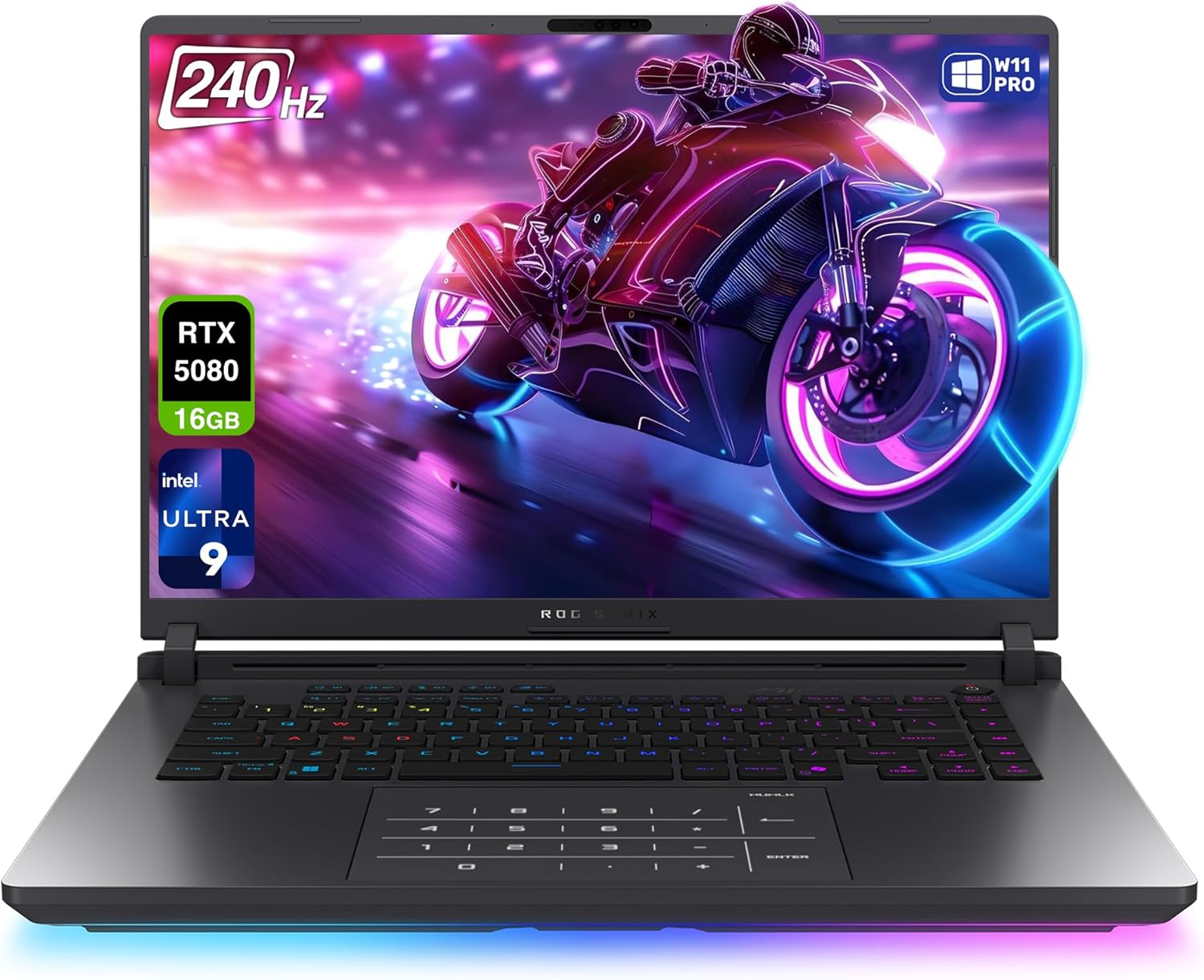 ASUS ROG Strix G16 Gaming Laptop, Intel Ultra 9-275HX, 64 GB DDR5 RAM, 2 TB PCIe SSD, 16" 2.5K (2560x1600) Display, Nvidia G-Force RTX 5080, RGB Backlit Chiclet Keyboard, W11 Pro, Eclipse Gray