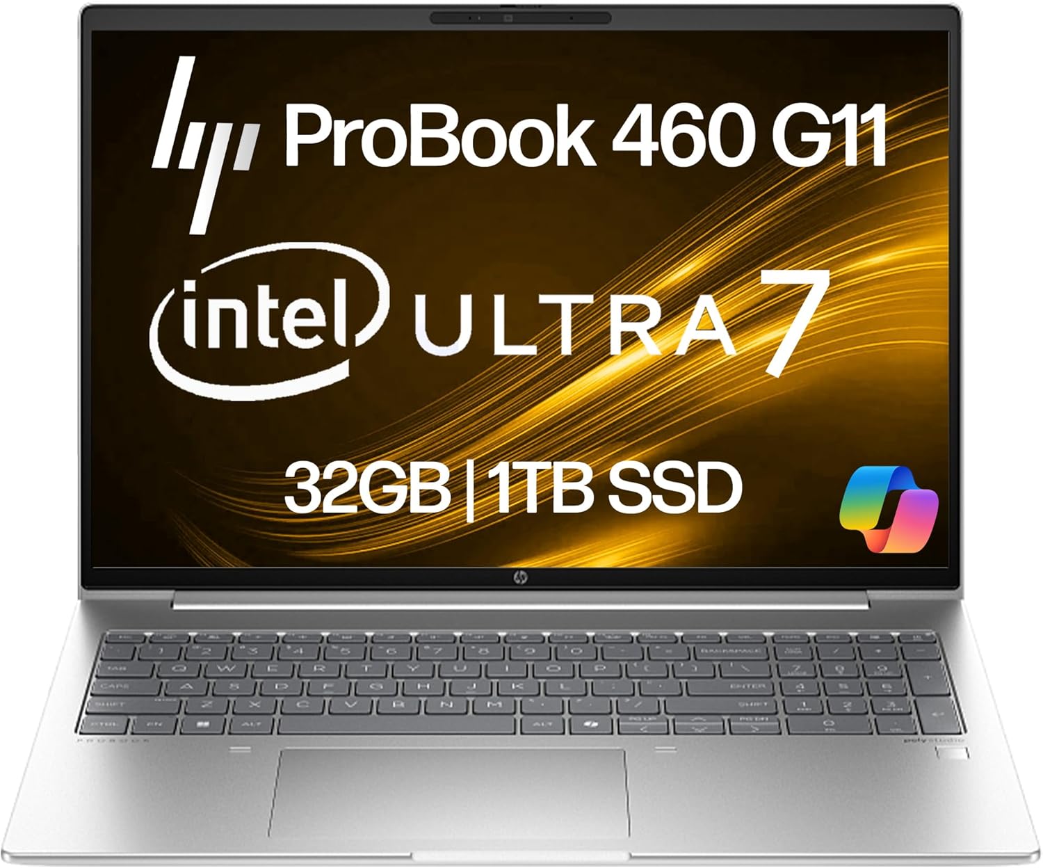 HP ProBook 460 G11 Business Laptop 16” FHD+ Display, Intel Core Ultra 7 155U (Beats i7-1355U), 32GB DDR5 RAM, 1TB NVMe, Wi-Fi 6E, RJ-45, Webcam, Backlit Keyboard, Win 11 Pro - Pike Silver Plastic