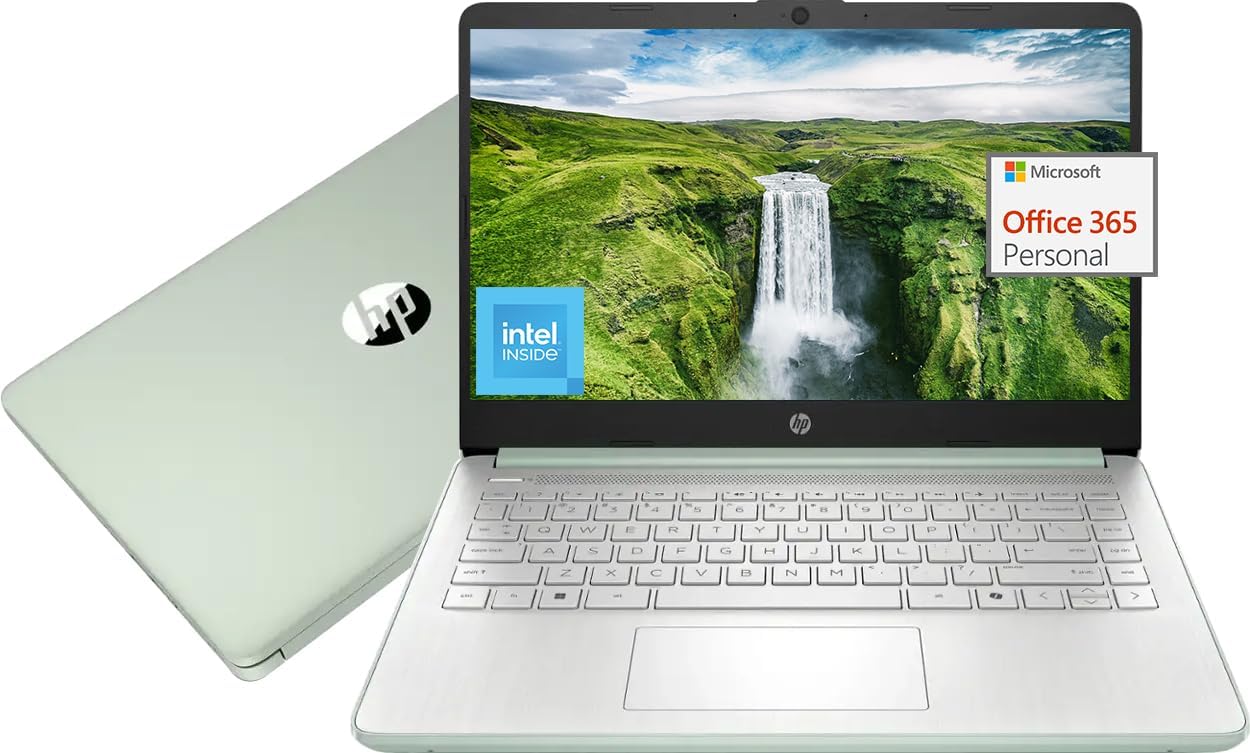 HP 14" Laptop Sleek Design for Studying and Collaboration, Intel Quad-Core N150(>N4120), 1 Year Office 365, 16GB RAM, 384GB Storage(128GB UFS + 256GB SD Card), Wi-Fi 6, Webcam, USB C, Win 11S 
