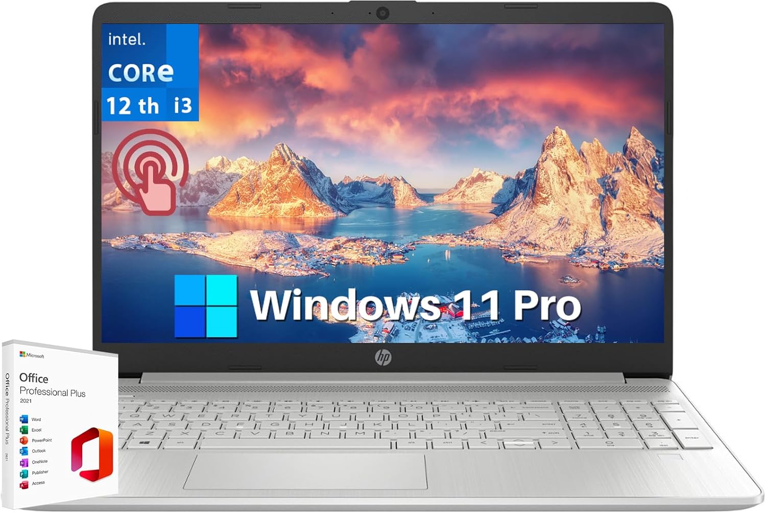 HP 2024 15.6" Touchscreen Laptop - with Microsoft Office Lifetime License, Intel i3-1215U, 16GB RAM, 1TB SSD, Long Battery Life, Micro-Edge, Bluetooth, Wi-Fi, Thin & Light, Windows 11 Pro 