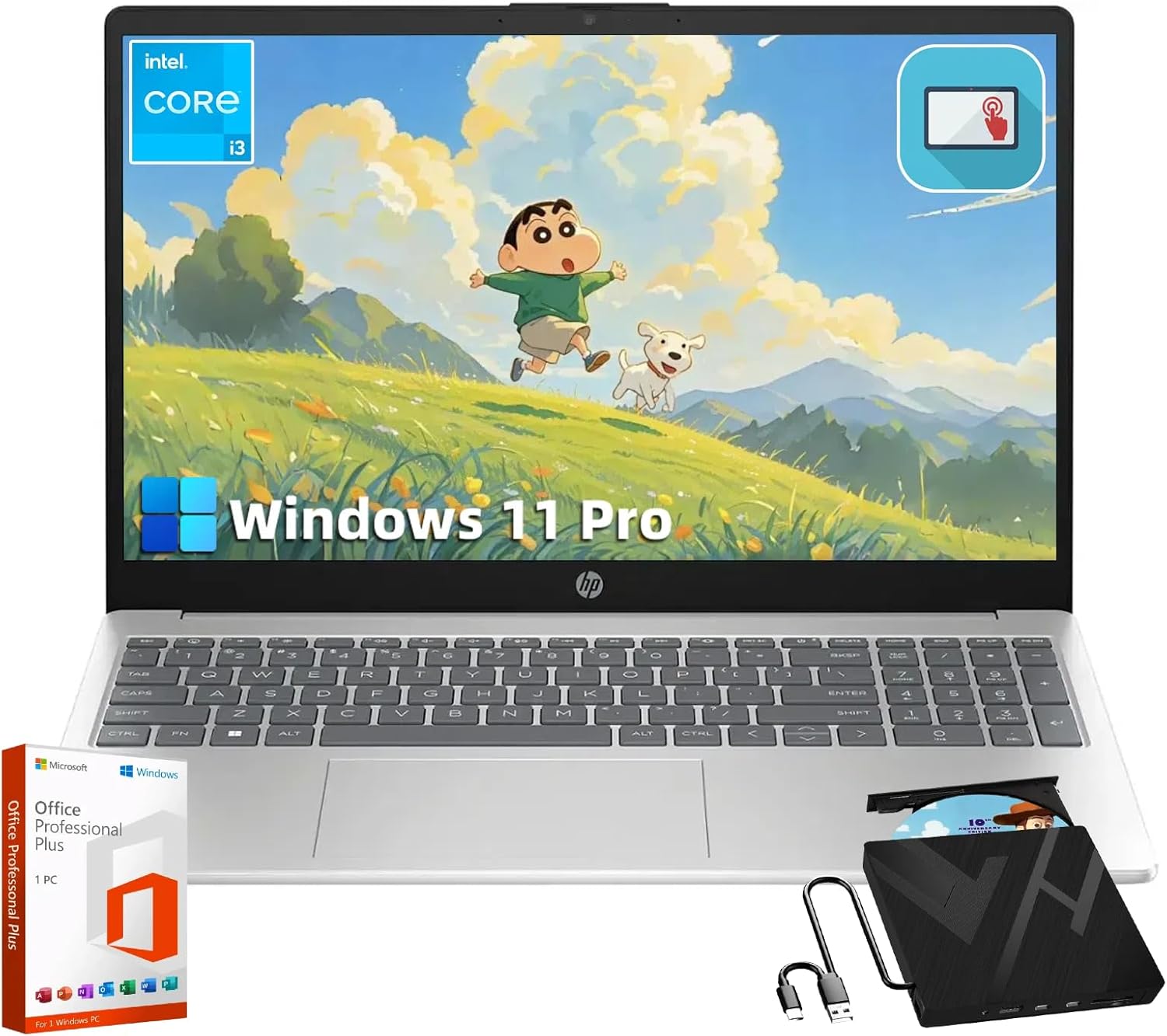 HP Flagship Touchscreen Laptop Computer - 15.6-inch Display | Intel i3-1215U | Windows 11 Pro & Lifetime Microsoft Office Pro for Business and Student | Numeric Keypad | 16 GB RAM + 1 TB SSD 