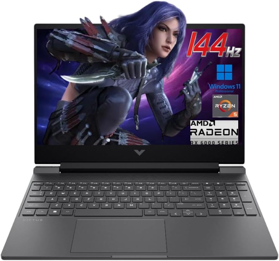 HP Victus 15.6" 144Hz FHD Gaming Laptop,AMD Ryzen 5 7535HS,16GB DDR5 RAM,1TB SSD,AMD Radeon RX 6550M(Beats RTX 2050),Backlit Keyboard,Windows11 Pro, Mica Silver (16GB RAM | 1TB SSD)