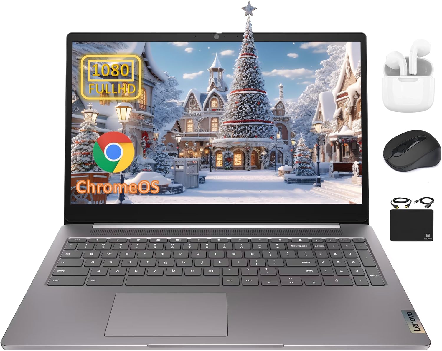 Lenovo Chromebook Premium 15.6" FHD Slim Light Laptop Computer Business & Student, Intel Celeron N4500, 4GB RAM, 192GB Storage (64GB eMMC+ 128GB Card), WiFi 6, Long Battery, Chrome OS HubxcelAccessory