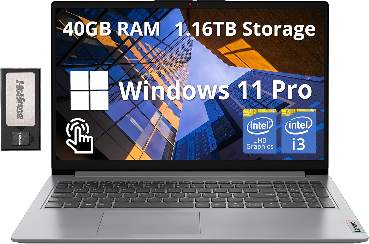 Lenovo Ideapad 1i 15.6" FHD Touchscreen Laptop, Intel i3 1215U, 40GB RAM, 1.16TB Storage(1TB SSD+160GB Docking Station Set), Intel UHD Graphics, Full Size Keyboard, Win11 Pro, Gray 