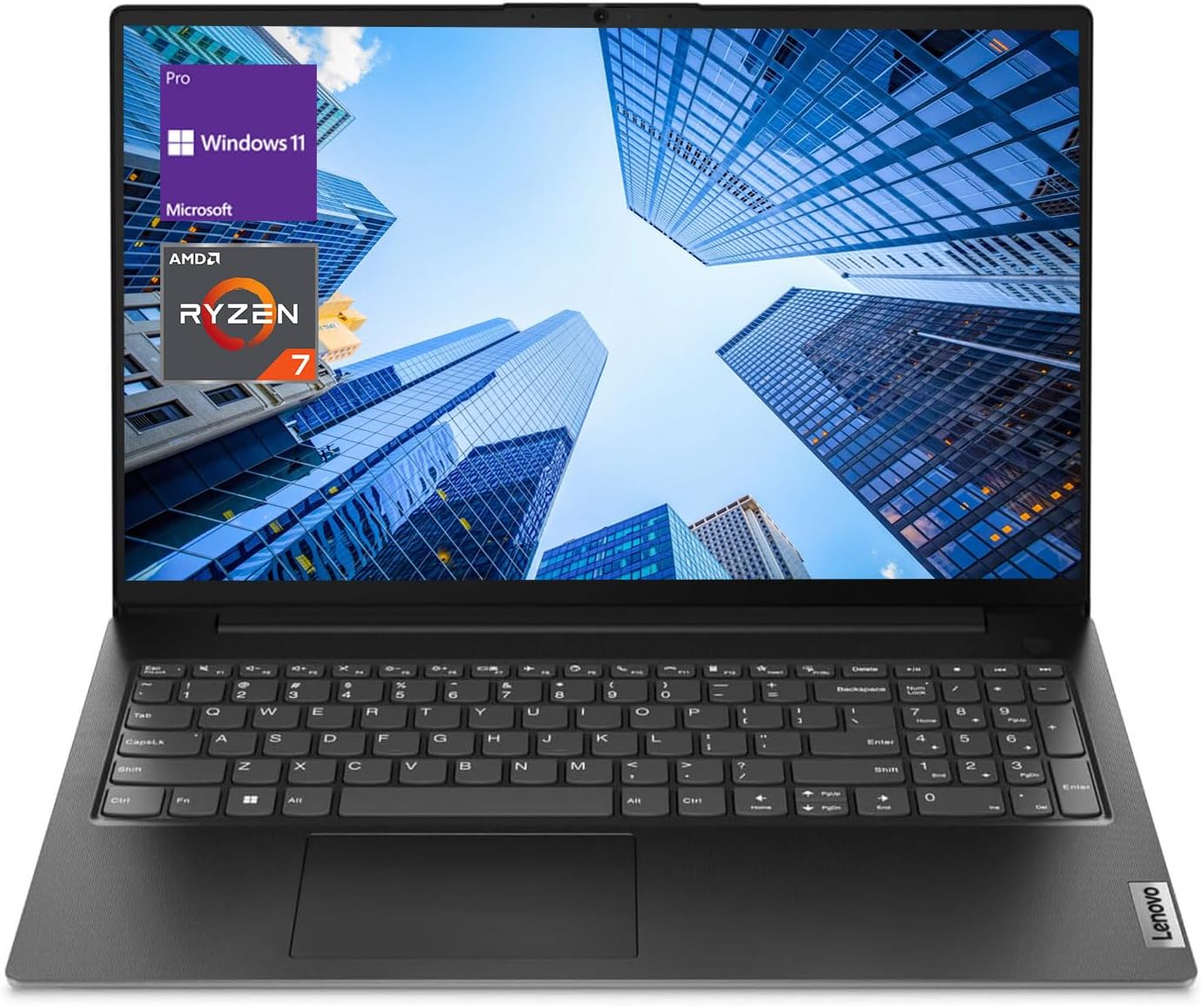 Lenovo V-Series V15 Business Laptop, 15.6" FHD Display, AMD Ryzen 7 7730U, 40GB RAM, 1TB SSD, Numeric Keypad, HDMI, RJ45, Webcam, Wi-Fi, Windows 11 Pro, Black 
