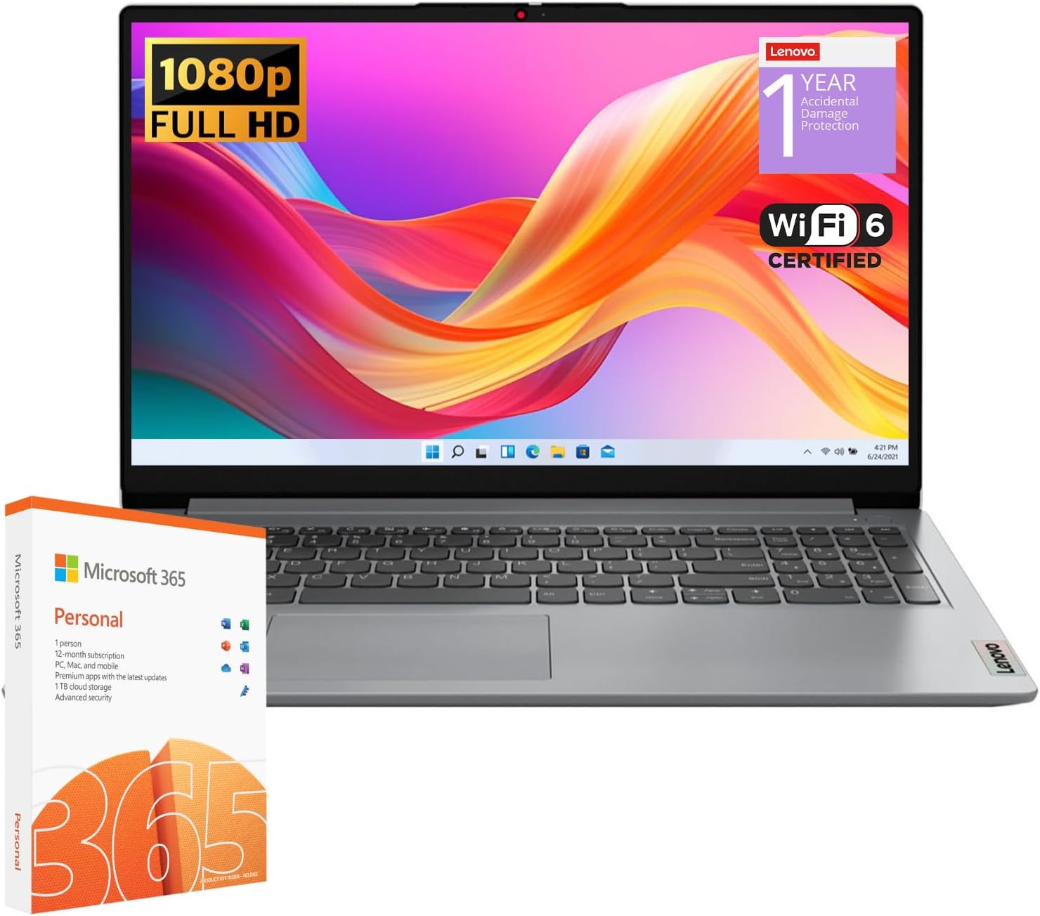 Lenovo IdeaPad 1 Student Laptop, Intel Dual Core Processor, 20GB RAM, 1TB SSD + 128GB eMMC, 15.6" FHD Display, 1 Year Office 365, Windows 11 Home, Wi-Fi 6, Webcam, Bluetooth, SD Card Reader, Grey 