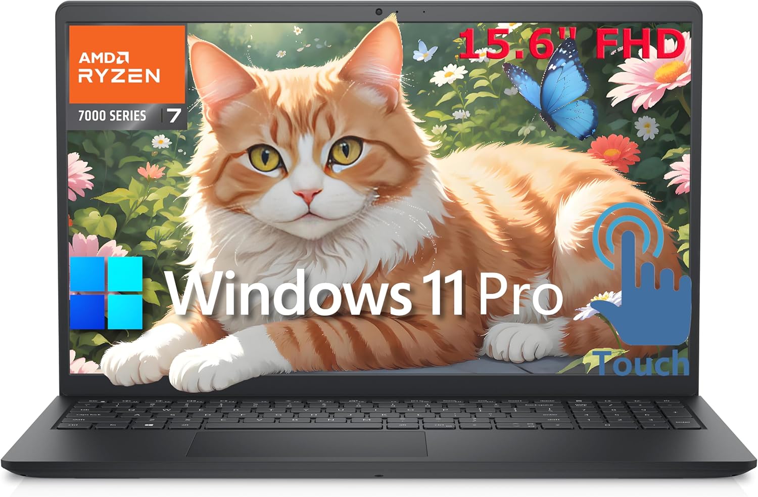 Dell Inspiron 15 Laptop, 15.6" Touchscreen FHD Computer, 8-Core AMD Ryzen 7 7730U (Beat Ultra 5 125U), 32GB DDR4 RAM, 1TB PCIe SSD, WiFi, Bluetooth, Webcam, HDMI, Windows 11 Pro, Type C to RJ45 Cable