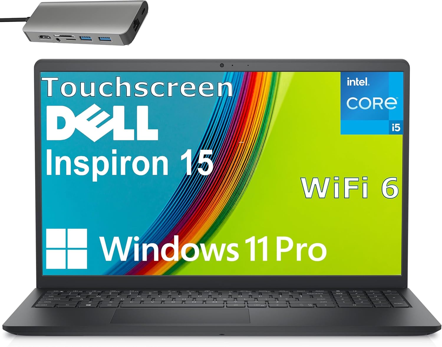 Dell Touchscreen Laptop Computer Inspiron for Home Student Business, Intel 10-Core i5-1334U (Beat i7-1250U), 16GB DDR4 RAM, 512GB PCIe SSD, 15.6" FHD, WiFi 6, Bluetooth, Windows 11 Pro S, Type-C Hub