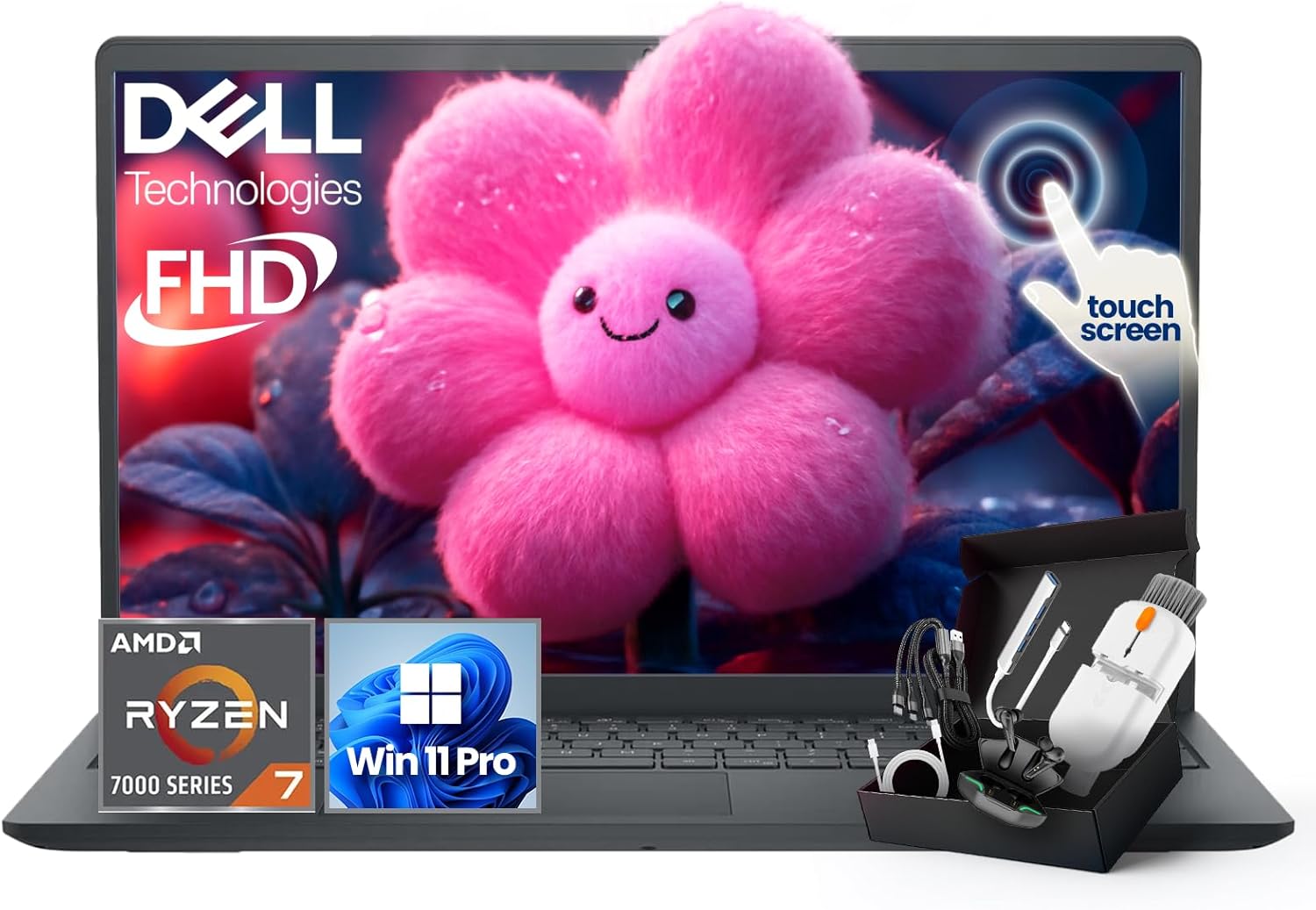 Dell Inspiron 15 3535 Touchscreen Laptop, AMD Ryzen 7 7730U (8-Core, Beats i7-1355U), 15.6" FHD, 64GB RAM | 2TB SSD Business Laptop Computer, Windows 11 Pro, Copilot AI, Wi-Fi, Webcam, w/Accessory