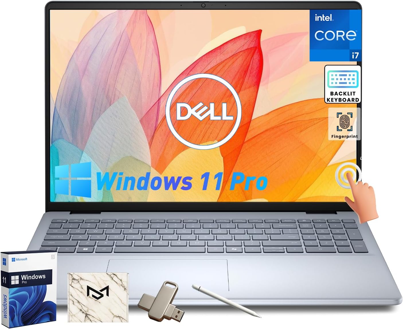 Dell Inspiron 16 Touchscreen Laptop - Intel 10-Core 7 150U(Up to 5.4GHz), 16'' FHD+ Anti-Glare Dsiaplay, Express Charge, Backlit Copilot Keyboard, Windows 11 pro, Fingerprint (64GB DDR5 | 2TB SSD)