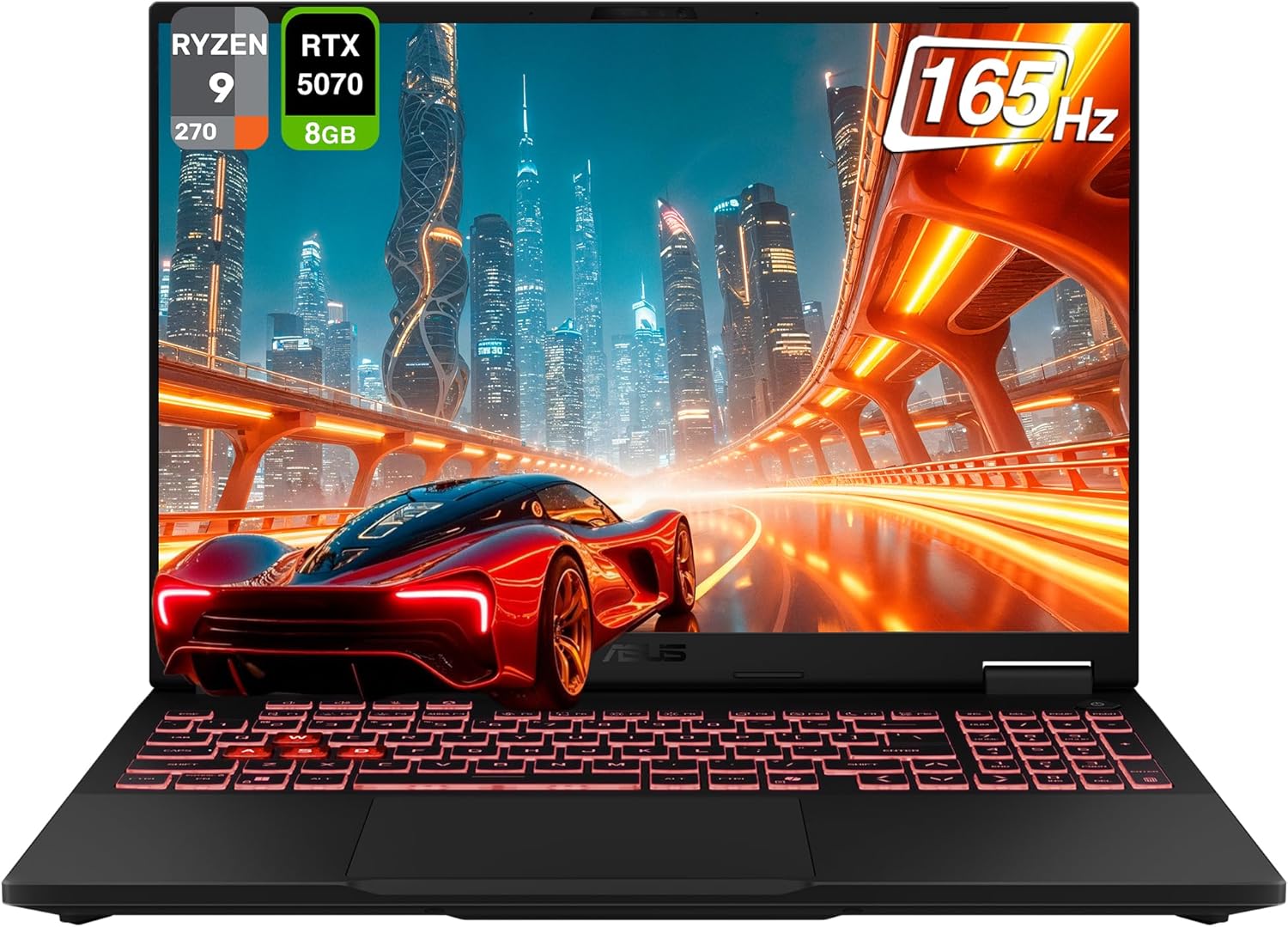 ASUS TUF A16 Copilot+ Gaming Laptop, AMD Ryzen 9 270, 32 GB DDR5 RAM, 2 TB PCle SSD, 16" FHD+ (1920x1200) 165Hz Display, Nvidia G-Force RTX 5070, 1-Zone RGB Keyboard, W11 Home, Jaegar Gray