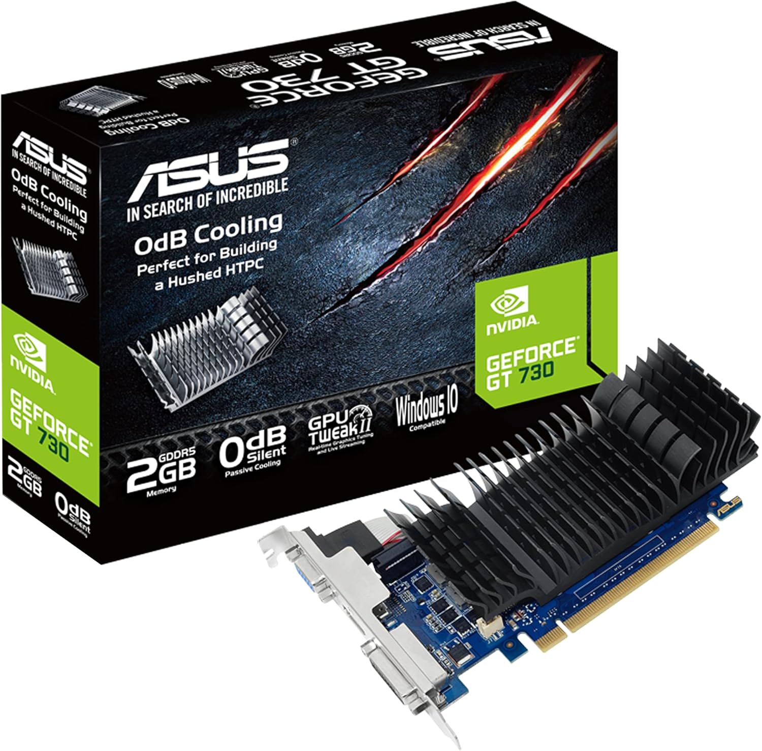 ASUS GeForce GT 730 2GB GDDR5 Low Profile Graphics Card for Silent HTPC Builds (with I/O Port Brackets) 