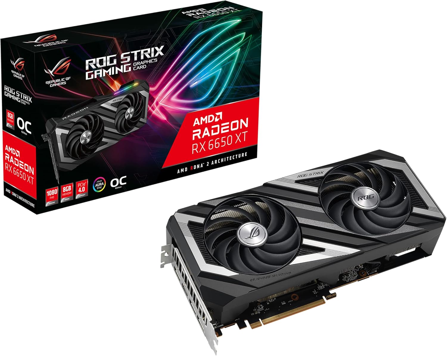ASUS ROG Strix AMD Radeon RX 6650 XT OC Edition Gaming Graphics Card (AMD RDNA 2, PCIe 4.0, 8GB GDDR6, HDMI 2.1, DisplayPort 1.4a, Axial-tech Fan Design, Super Alloy Power II, GPU Tweak II)