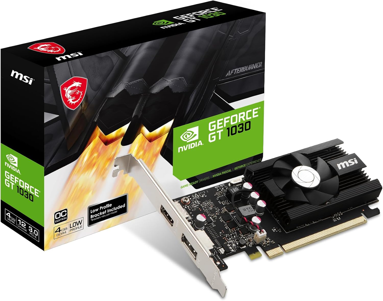 MSI Gaming GeForce GT 1030 4GB DDR4 64-bit HDCP Support DirectX 12 DP/HDMI Single Fan OC Graphics Card (GT 1030 4GD4 LP OC) 