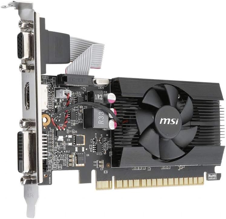 MSI Gaming GeForce GT 710 2GB GDRR3 64-bit HDCP Support DirectX 12 OpenGL 4.5 Single Fan Low Profile Graphics Card (GT 710 2GD3 LP) 