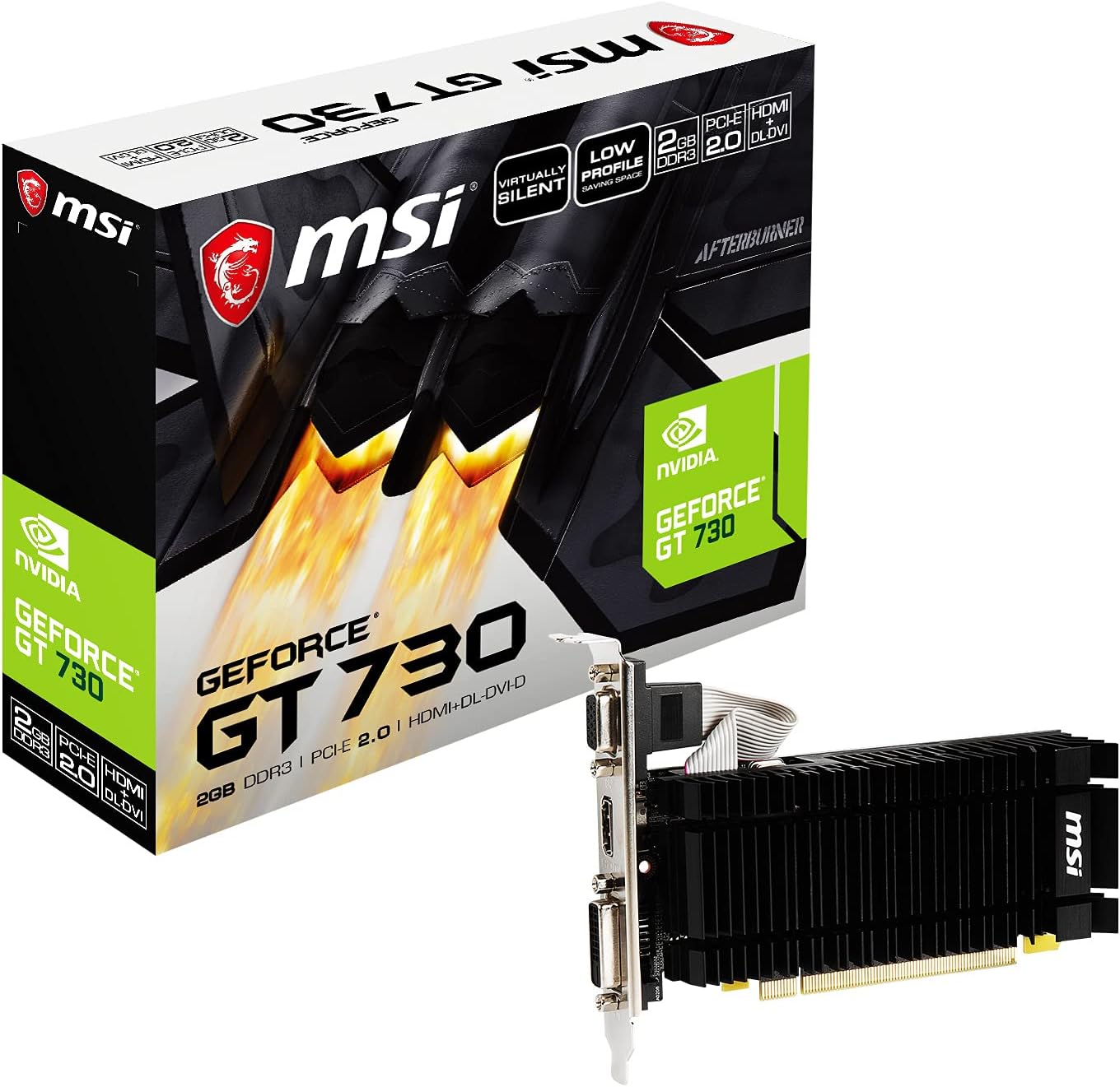 MSI Gaming 64-Bit Dual-Link DVI-D/HDMI NVIDIA GeForce Low Profile Graphics Card (N730K-2GD3H/LPV1) 