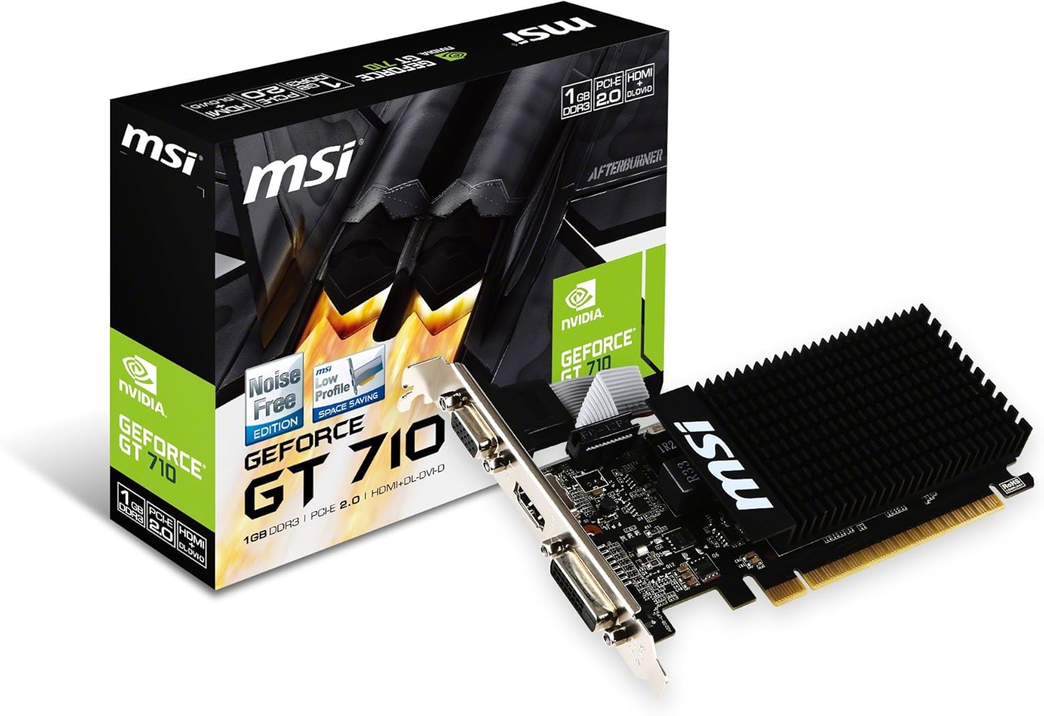 MSI NVIDIA GeForce GT710 Equipped with GDDR3 1GB Graphics Board VD5932 GT710 1GD3H LP