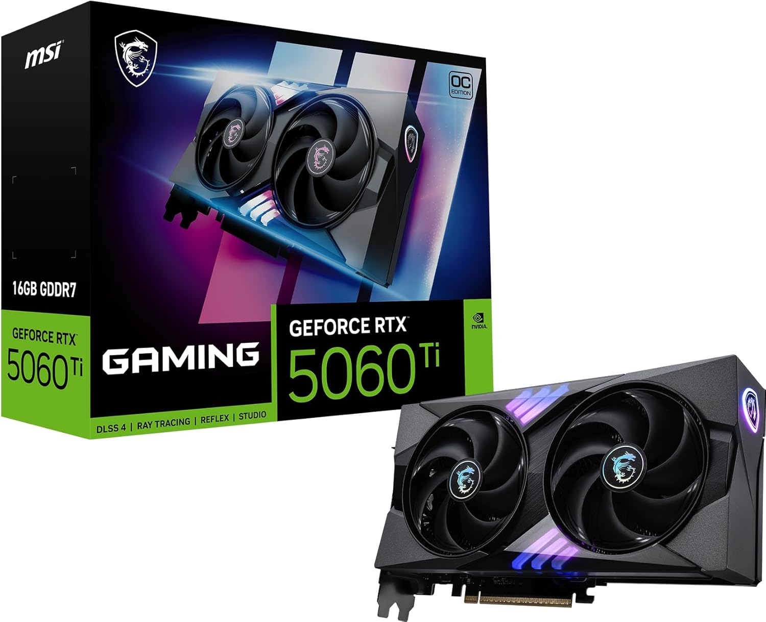 MSI Gaming RTX 5060 Ti 16G Gaming OC Graphics Card (16GB GDDR7, 128-bit, Extreme Performance: TBA MHz, DisplayPort x 3 2.1a, HDMI 2.1b, NVIDIA Blackwell Architecture) 