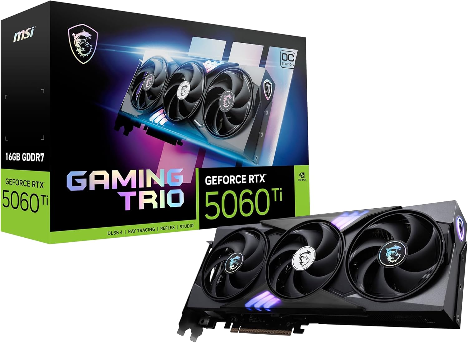 MSI Gaming RTX 5060 Ti 16G Gaming Trio OC Graphics Card (16GB GDDR7, 128-bit, Extreme Performance: TBA MHz, DisplayPort x 3 2.1a, HDMI 2.1b, NVIDIA Blackwell Architecture)