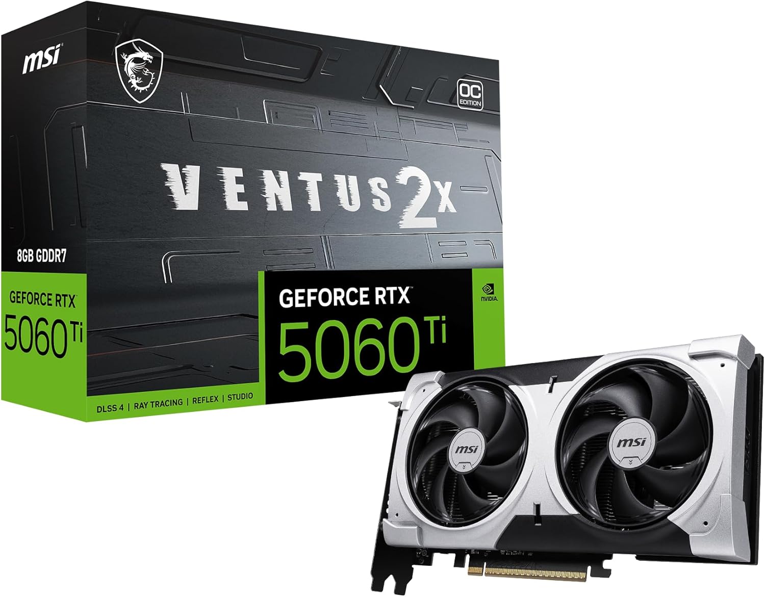 MSI Gaming RTX 5060 Ti 8G Ventus 2X OC Plus Graphics Card (8GB GDDR7,TBA-bit, Extreme Performance: TBA MHz, DisplayPort x3 2.1a, HDMI 2.1b, NVIDIA Blackwell Architecture)