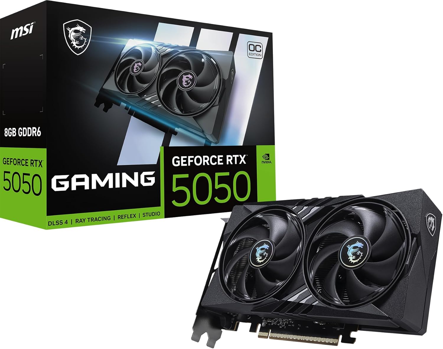 MSI Gaming RTX 5050 8G Gaming OC Graphics Card (8GB GDDR6,128-bit, Extreme Performance: 2647 MHz, DisplayPort x3 2.1a, HDMI 2.1b, NVIDIA Blackwell Architecture)