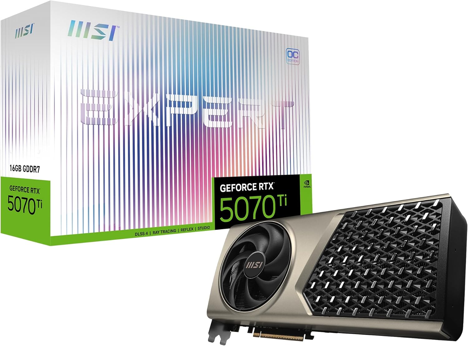 MSI Gaming RTX 5070 Ti 16G Expert OC Graphics Card (16GB GDDR7, 256-bit, Extreme Performance: 2588, DisplayPort x 3 2.1a, HDMI 2.1b, NVIDIA Blackwell Architecture)