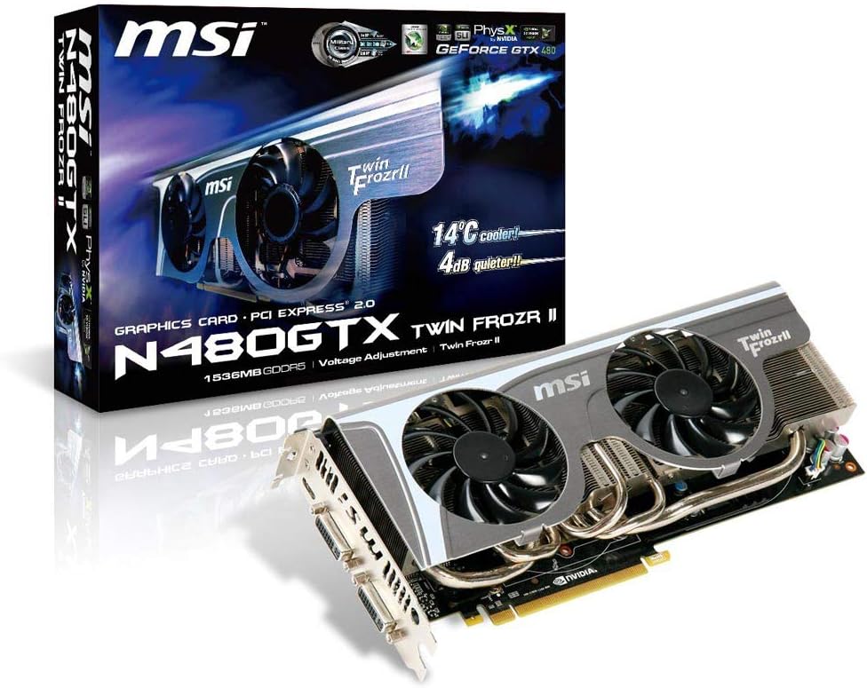 MSI Geforce 1536 MB DDR5 PCI-Express 2.0 Graphics Card N480GTX Twin Frozr II 