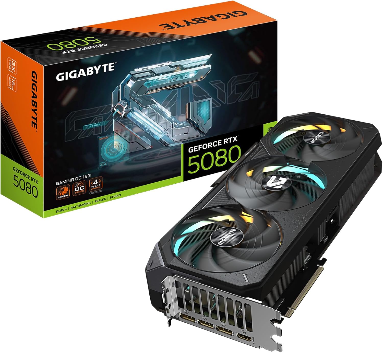 GIGABYTE GeForce RTX 5080 Gaming OC 16G Graphics Card, WINDFORCE Cooling System, 16GB 256-bit GDDR7, GV-N5080GAMING OC-16GD Video Card 