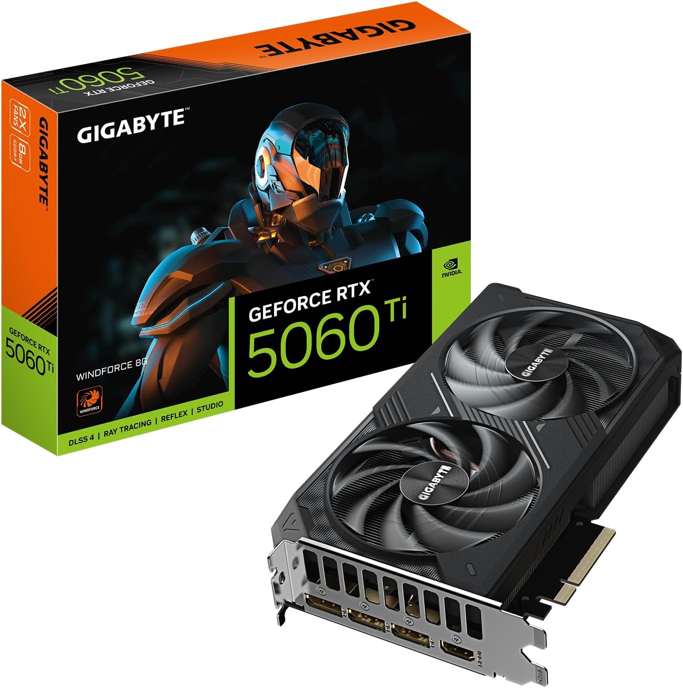 GIGABYTE GeForce RTX 5060 Ti WINDFORCE 8G Graphics Card, 8GB 128-bit GDDR7, PCIe 5.0, WINDFORCE Cooling System, GV-N506TWF2-8GD Video Card