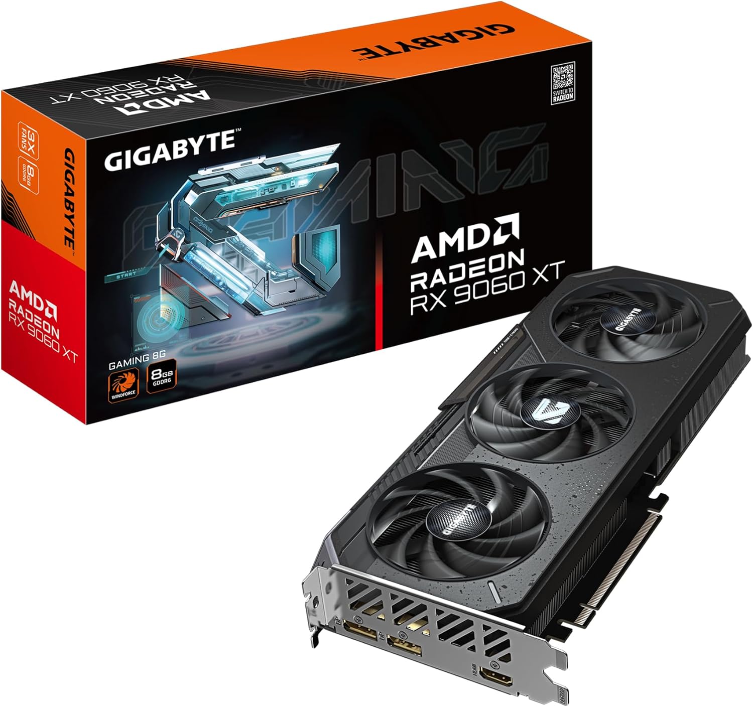 GIGABYTE Radeon RX 9060 XT Gaming 8G Graphics Card, PCIe 5.0, 8GB GDDR6, GV-R9060XTGAMING-8GD Video Card 
