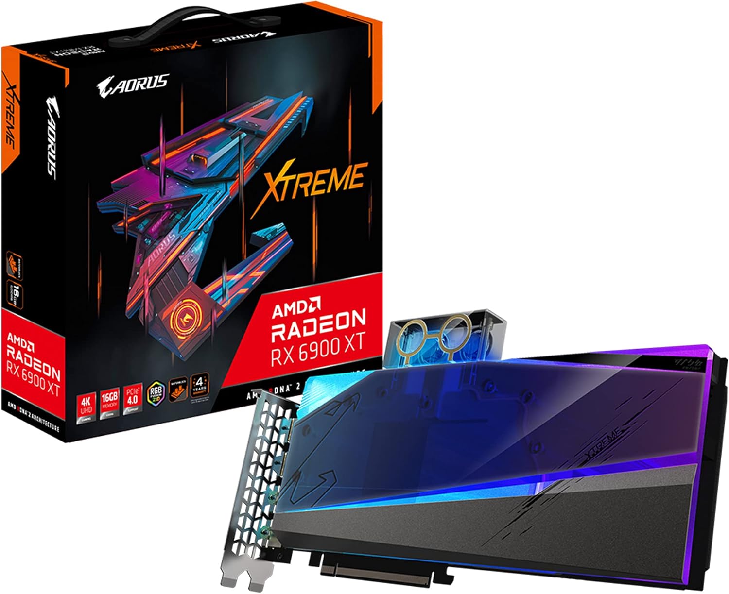 GIGABYTE AORUS Radeon RX 6900 XT Xtreme WATERFORCE WB 16G Graphics Card, WATERFORCE Water Block Cooling System, 16GB 256-bit GDDR6, GV-R69XTAORUSX WB-16GD Video Card 