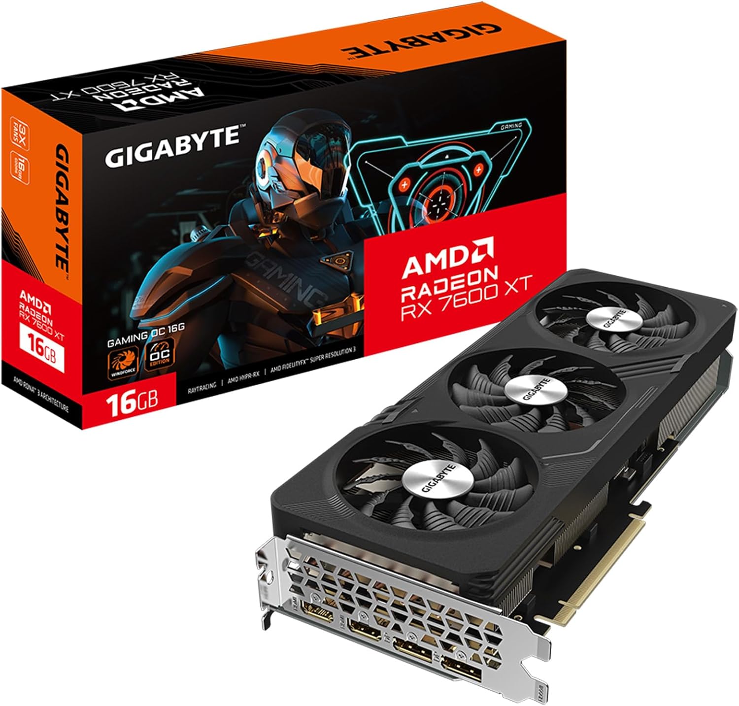 GIGABYTE Radeon RX 7600 XT Gaming OC 16G Graphics Card, 3X WINDFORCE Fans 16GB 128-bit GDDR6, GV-R76XTGAMING OC-16GD Video Card 