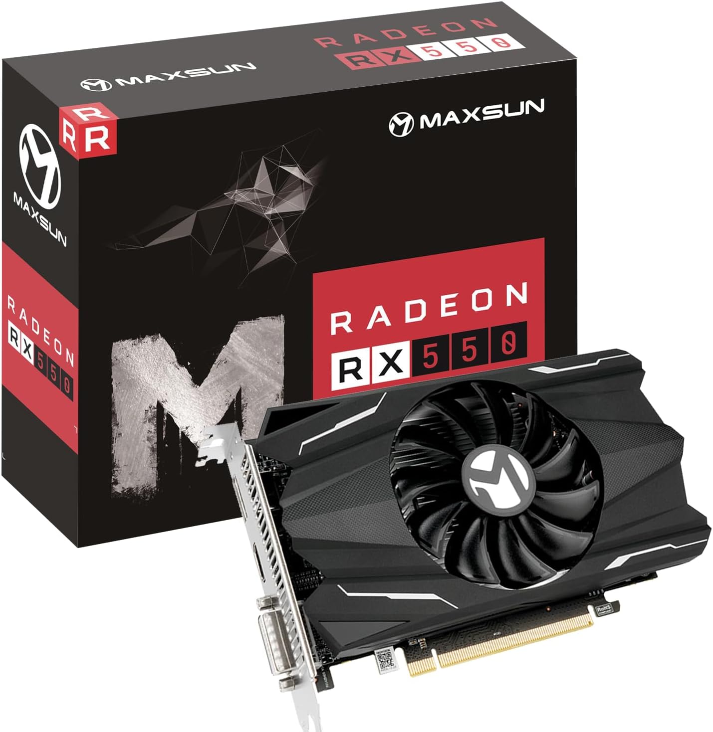 maxsun AMD Radeon RX 550 4GB GDDR5 ITX Computer PC Gaming Video Graphics Card GPU 128-Bit DirectX 12 PCI Express X16 3.0 DVI-D Dual Link, HDMI, DisplayPort